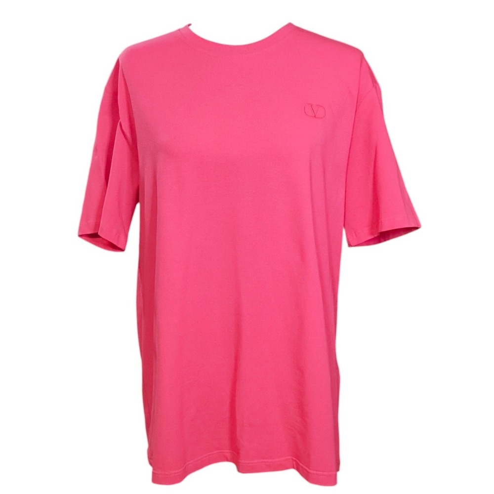 Valentino Beauty Salmon Red T-Shirt Uniform Logo Organic Cotton XL Made in Italy
